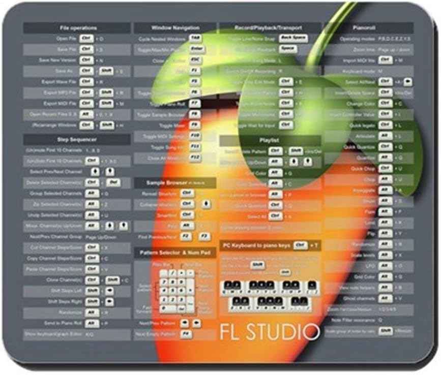 vcbndfcjnd FL Studio Keyboard Shortcuts with Fruit - Non-Slip Rubber Mousepad, Gaming Mouse Pad