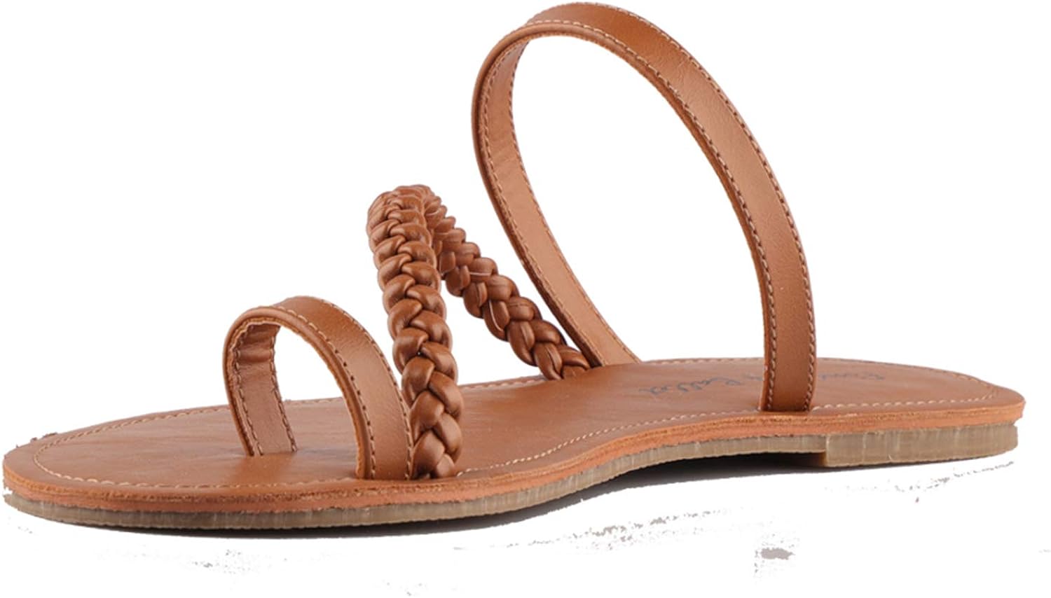 Amazon.com | Women Toe Ring Flat Slides Braided Cross Strap Flip Flops Thong Flat Sandals for 