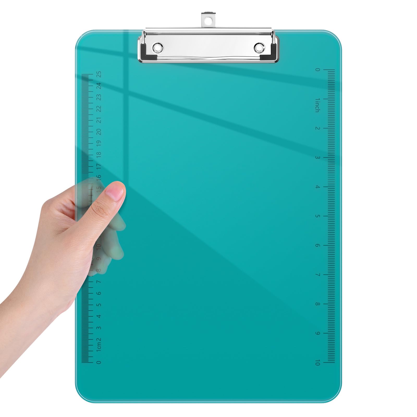 Piasoenc Plastic Clipboards, Translucent Clip Board with Low Profile, Office Supply, School Supplies, Letter Size 12.5 x 9 Inches,Teal — image 1