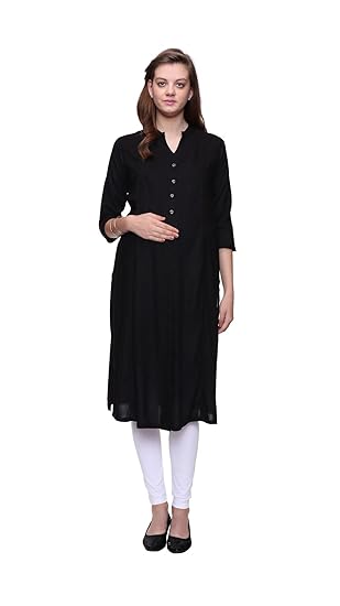 Women's Solid Rayon Maternity/Feeding kurti