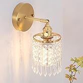 Shenmoyl Crystal Battery Operated Wall Sconce, Rechargeable Battery Powered Wall Lamp with Remote Control, Modern Dimmable Wi