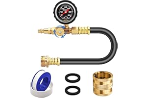 HFVSLFA RV Winterizing Kit, 17inch RV Blowout Hose Adapter kit with Oil Pressure Gauge & Shut Off Valve, Boat Winterizing Kit, Air Compressor Sprinkler Blowout Adapter Kit for RV, Camper, Boat, Garden Hose