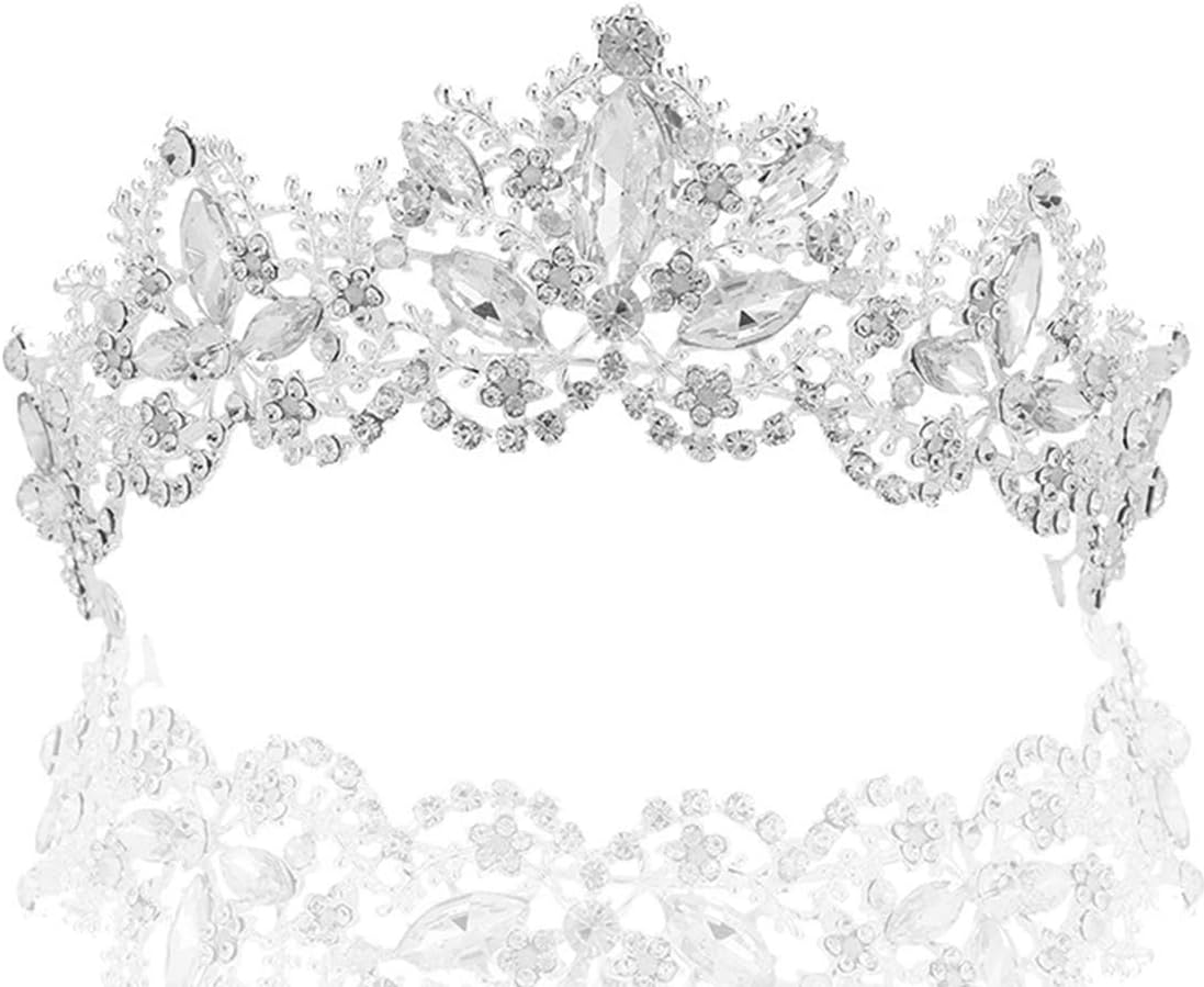 BABEYOND Crown Women's Crown Princess Bride Rhinestone Tiara Wedding Baroque Queen Crown Crystal Tiara Birthday Crown Women's Halloween Fancy Dress Costume Accessories