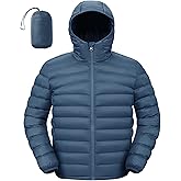 TBMPOY Men's Lightweight Packable Puffer Jackets Hooded Winter Bubble Coat Warm Water-Resistant for Travel Casual Hiking