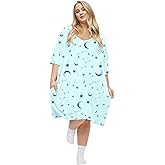 KFUBUO Plus Size Nightgowns for Women V-Neck Sleep Tshirts Dress Pjs Lounge Short Sleeves Sleepwear With Pocket Fit S-5XL