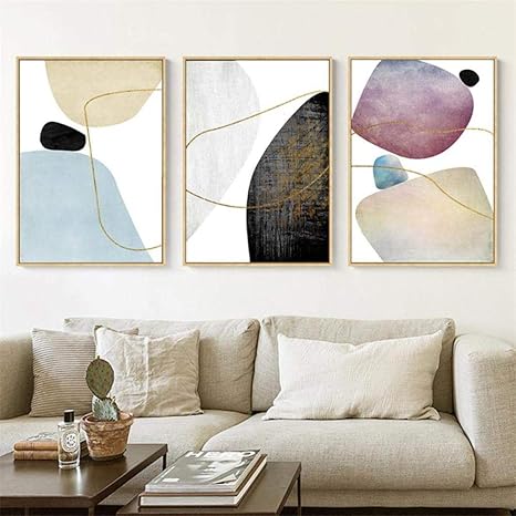 Amazon Co Jp モダンペインティングミニマリストホワイトフォイルウォールアート抽象キャンバスポスタープリントインダストリアルスタイルの インテリアリビングルームの壁の写真 42x60cmx3個フレームなし ホーム キッチン