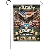 FLAGMEUP8386 Proud Military Family Garden Flag 12x18 In Doublesided Eagle Camouflage American Flag Outdoor Decor for Army Veterans, All Service Branches, Memorial Day & Veterans Day