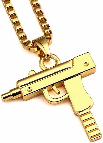 Amazon Mfys Jewelry ファッション メンズ アクセサリー ゴールド Uzi ウージー ウジ 短機関銃 Hip Hop パンク系 ロック風 ペンダント ネックレス チェーン付 専用ジュエリーbox付 A ネックレス 通販
