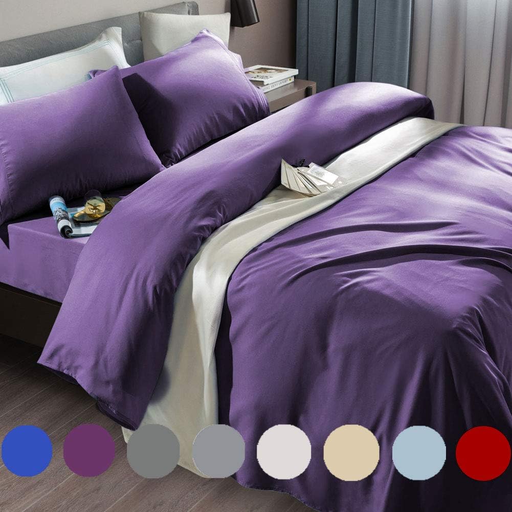 SONORO KATE Bed Sheet Set Super Soft Microfiber 1800 Thread Count Luxury Egyptian Sheets Fit 18-24 Inch Deep Pocket Mattress Wrinkle and Hypoallergenic-6 Piece (Purple, King)