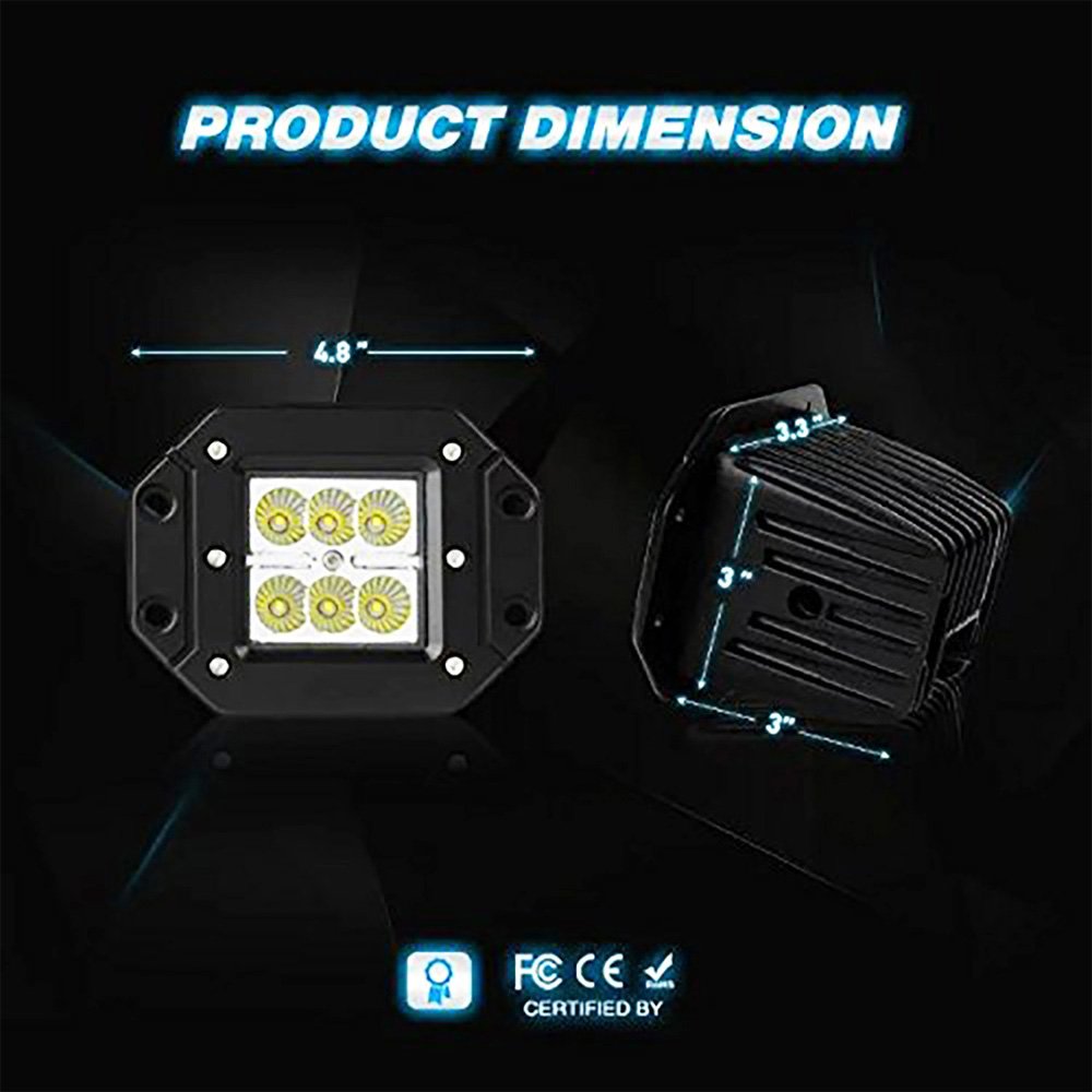 4.8 Inch Led Fog Light Bar 18W Outdoor Led Light Bar 6500K 1530LM Night Driving Lights Off Road Lights Led Flood Light Kit for 4X4 Cabin Boat Ship SUV ATV Deck Mining,1PC(18 monthes Warranty)