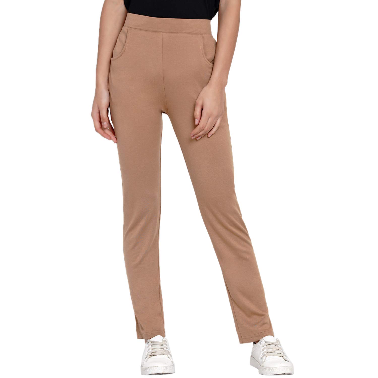 Buy Fabnest Women Beige Solid Track Pants at Amazon.in