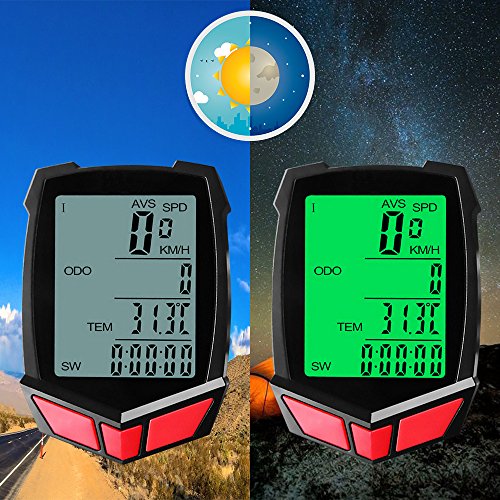 image for Bike Computer - IREGRO Wireless Waterproof Bicycle Odometer with LCD B