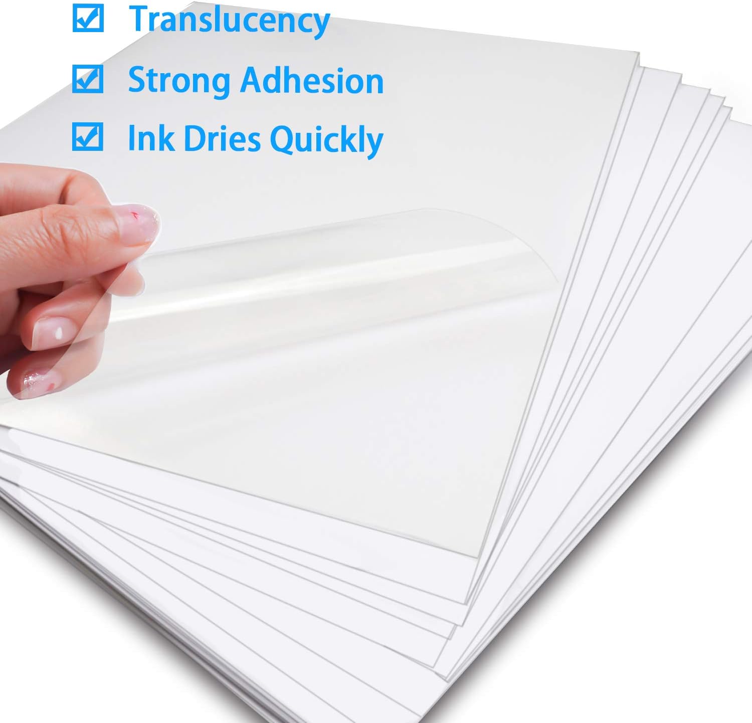 Printable Sticker Paper for Your Inkjet Printer - 8.5 x 11 Inches 20 Sheets Translucent Premium Waterproof Sticker Paper - Dries Quickly and Holds Ink Beautifully: Arts, Crafts & Sewing