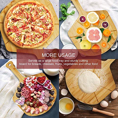 AXSCOK Premium Pizza Peel and Cutter Set, 12 Inch Bamboo Pizza Paddle