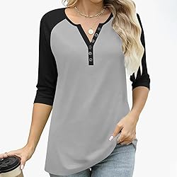 Womens 3/4 Sleeve Tops and Blouses Plus Size