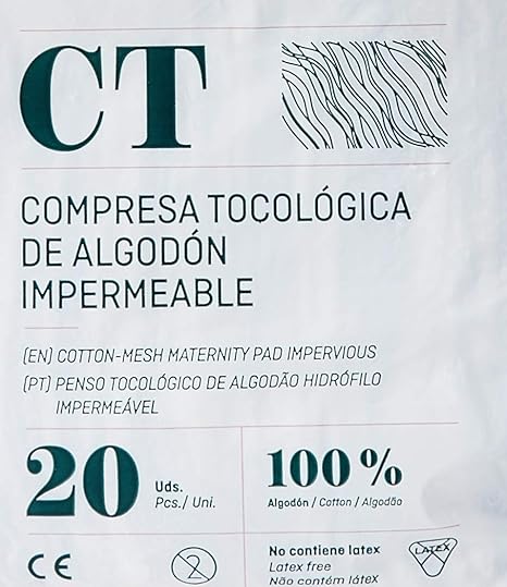 INDAS, Compresa Tocológica Algodón Impermeable, 20 unidades: Amazon.es