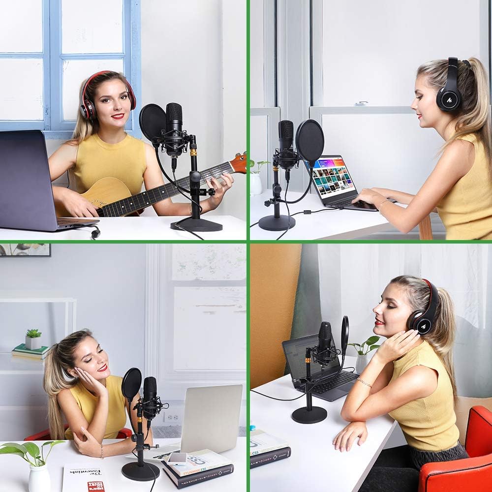 USB Microphone Kit 192KHZ/24BIT MAONO AU-A04T PC Condenser Podcast Streaming Cardioid Mic Plug & Play for Computer, YouTube, Gaming Recording: Musical Instruments