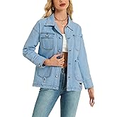 EZAPINE Women Long Sleeve Denim Jacket Button Down Oversized Jean Jacket Jean Shirt