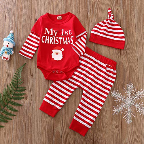 hailouhai Mijn eerste kerst pasgeboren baby schattig jongen meisje lange mouwen outfits Santa Claus Romper+ broek… - Image 3