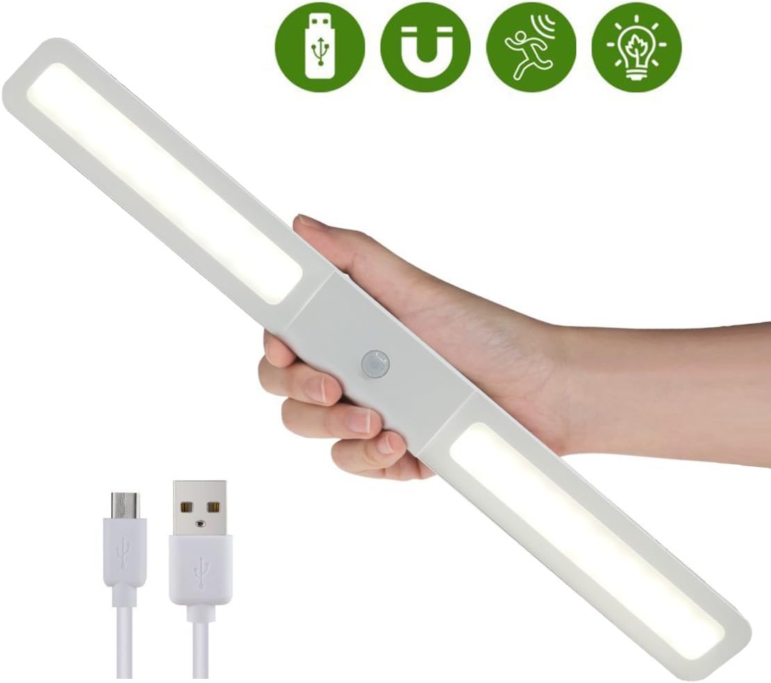Motion Sensor Wardrobe Light, (20 LED) Sensor LED Cupboard Lamp, Portable Wireless Battery Operated LED Closet Light Bar with Magnetic Strip, Stick-On Anywhere For Wall, Closet, Cabinet, Stairs, Drawe