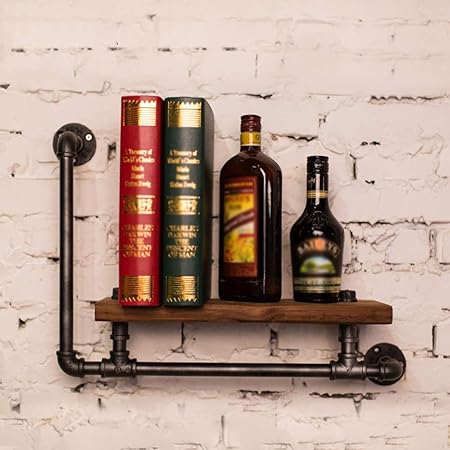 Meeta Rustic Industrial Pipe Shelving Bookshelf Industrial Diy Pipe Shelf Shelves Storage Hung Bracket Kitchen Wood Wall Shelf B Amazon Co Uk Kitchen Home