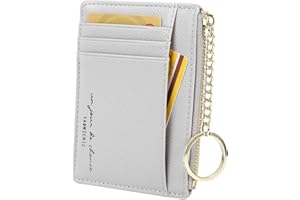 CYNURE Women's 8 Cards Slim Minimalist Card Holder Coin Changes Purse Keychain Front Pocket Wallet