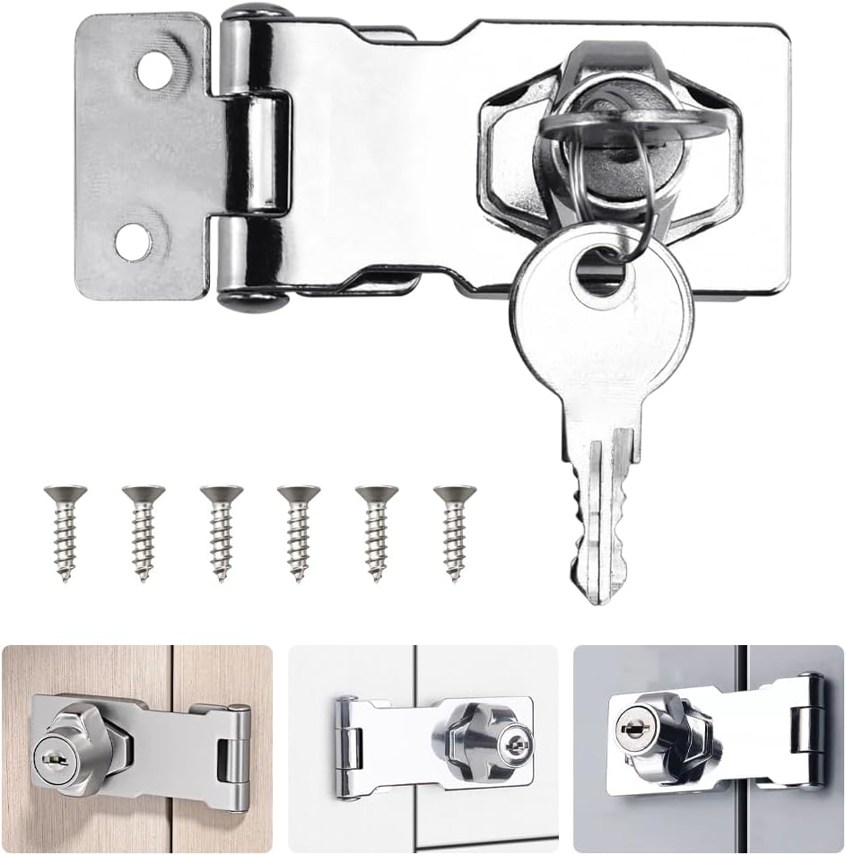 ADERTOS 2.5 Inch Keyed Hasp Lock with Padlock Door Latch Gate Safety