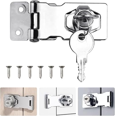 ADERTOS 2.5 Inch Keyed Hasp Lock with Padlock Door Latch Gate Safety