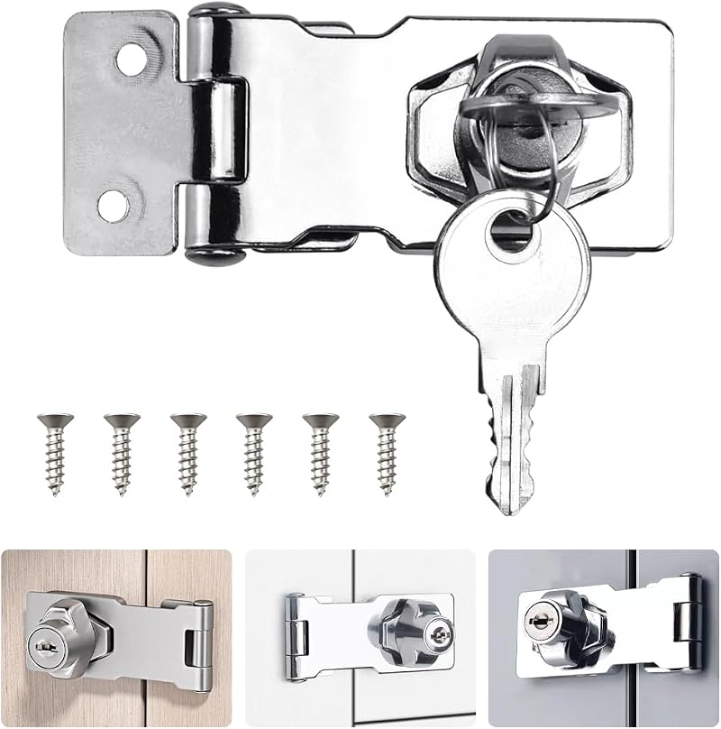 ADERTOS 2.5 Inch Keyed Hasp Lock with Padlock Door Latch Gate Safety