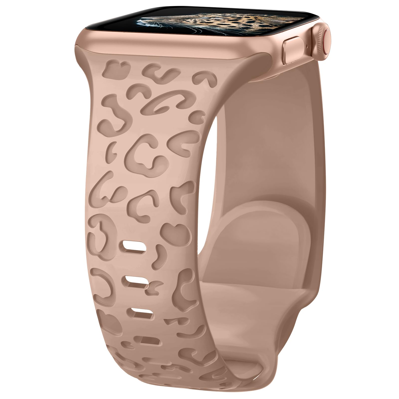 Towsnails Compatible with Apple Watch Straps 44mm 42mm 45mm 46mm 49mm, Leopard Print Silicone Sport Band Replacement Straps for Apple Watch Series 11 10 9 8 7 6 5 4 3 2 1 SE SE3 Ultra 3/2/1 - Milk Tea