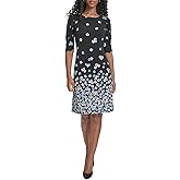 Tommy Hilfiger Womens Short Ruched Sleeve Boat Neck Shift Mini Dress