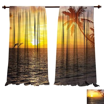 Amazon Com Blackout Living Room Bedroom Window Curtains Palm