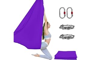 PRIOR FITNESS 5M Aerial Yoga Hammock Yoga Swing Set Premium Nylon Aerial Silk Fabric Yoga Strap Accessory with Carabiner, Daisy Chain for Bodybuilding,Workout, Indoor, Outdoor Rainbow