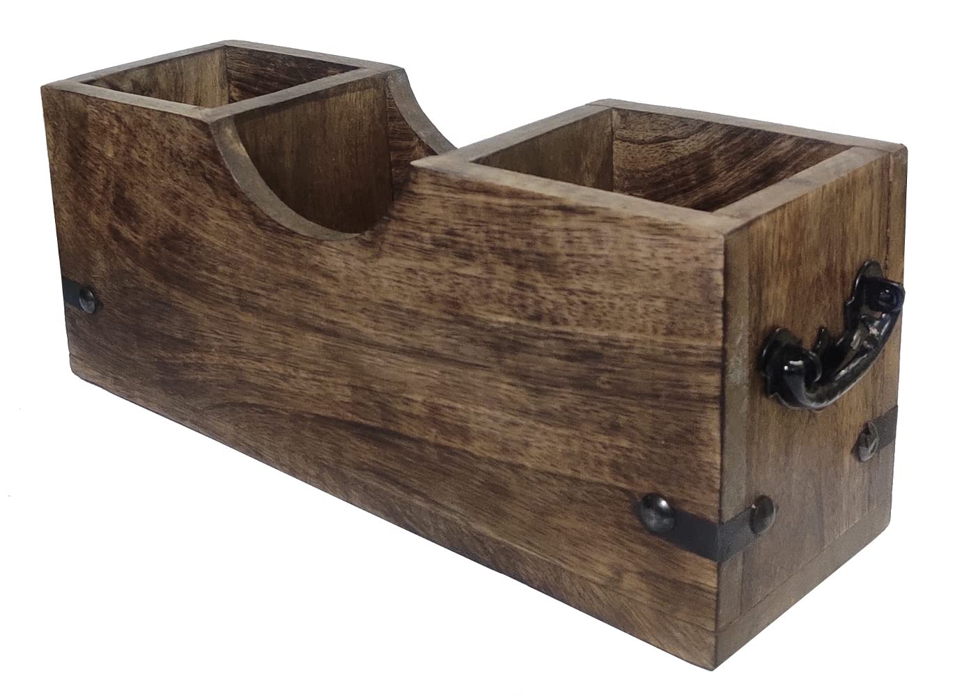 Purpledip Wooden Multipurpose Holder Stand: Stack Cutlery, Pens, Brushes Or Makeup; Vintage Design Kitchen Dining Desk Organizer (12528B)