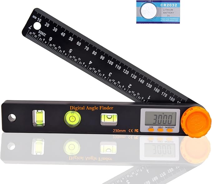 Digital Angle Finder Ruler, Karrzarr 4 in 1 Protractor Bubble Level