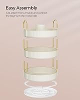 SONGMICS Makeup Organiser Rotating 3-Tier Round JKA011W01 Cloud White view 8