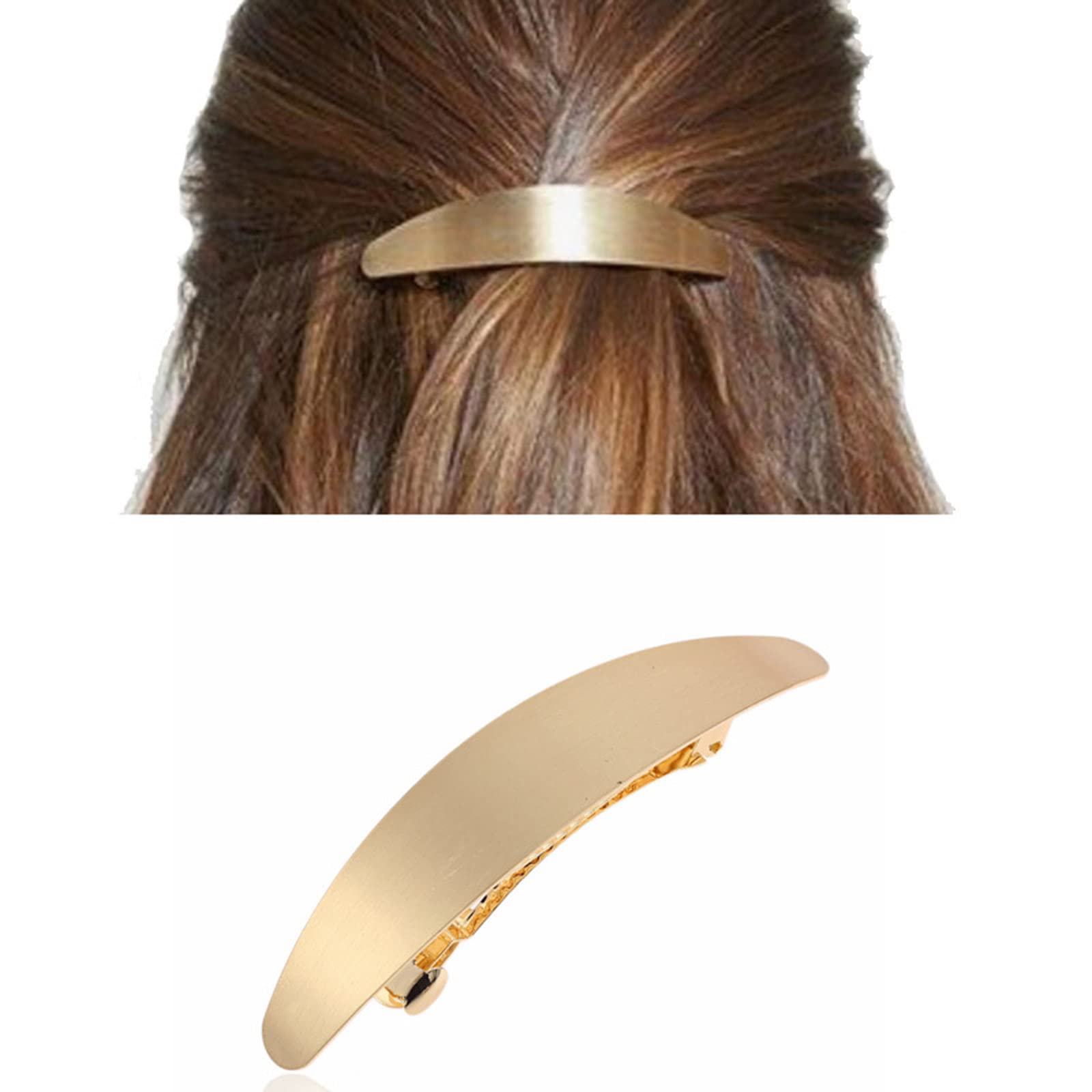 Wendalern Snap Hair Pin Clip Gold Bun Hair Barrette Metal Hair Holder Clips Spring Minimalist Hair Clips Decorative Hair Accessories for Women and Girls