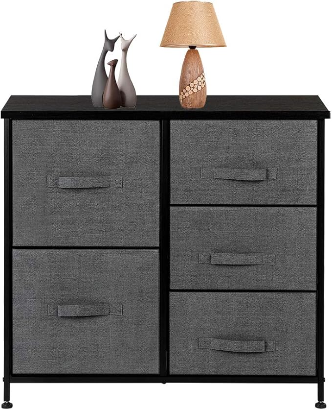 Dresser Organizer with 5 Drawers, Fabric Dresser Tower for