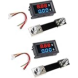 DaFuRui 2Pack Dual Display Volt Amp Voltmeter Ammeter LED Digital DC 4.5-100V/50A Voltage Current Measurement Meter with Shun