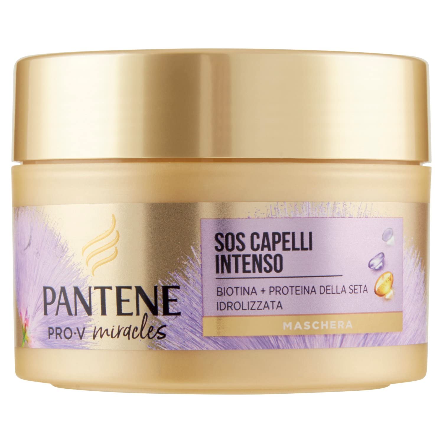 Pantene Pro-V Miracles SOS Intenso Hair Mask - Intensive Treatment with Biotin and Hydroised Silk Protein, for Treated Hair, Denmark or with Highlights - 160 ml