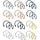 JELIEE 36Pcs 16G Horseshoe Nose Septum Rings Variety of Sizes Stainless Steel Cartilage Helix Tragus Earring Eyebrow Earring Hoop Lip Horseshoe Piercing for Women Men