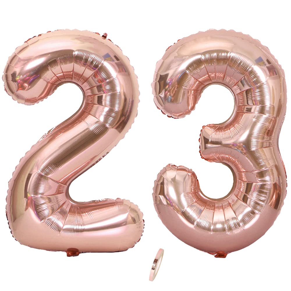 Ceqiny 40 Inch Giant Mylar Balloon - 23rd Number Alphabet Foil Balloon for Birthday Party, Wedding, Bridal Shower, Engagement, Anniversary Decoration - Rose Gold Digit 23