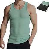 TrailTech Men's Ribbed Tank Tops Knit Casual Sleeveless Workout Muscle T Shirt Gym Undershirts Beach Tank