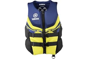 Yamaha Motor Corp. Men's Neoprene Two-Buckle PFD Life Jacket Vest (Large, Navy/Yellow/Black)