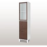 Elegant Home Fashions Tyler Bathroom Linen Cabinet, White/Natural Wood