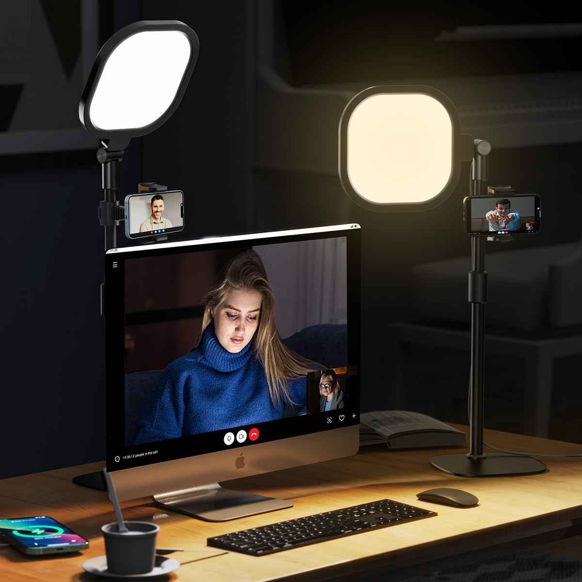 Ring Light Carrée LED Stabilisateur Vidéo - Lampe Portable Réglable Pour Streaming Makeup