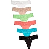 Jo & Bette Lace Thongs for Women - 6 or 12 Pack Low Rise Thongs - Lace Panties Cotton Underwear Women Sexy No Show Soft