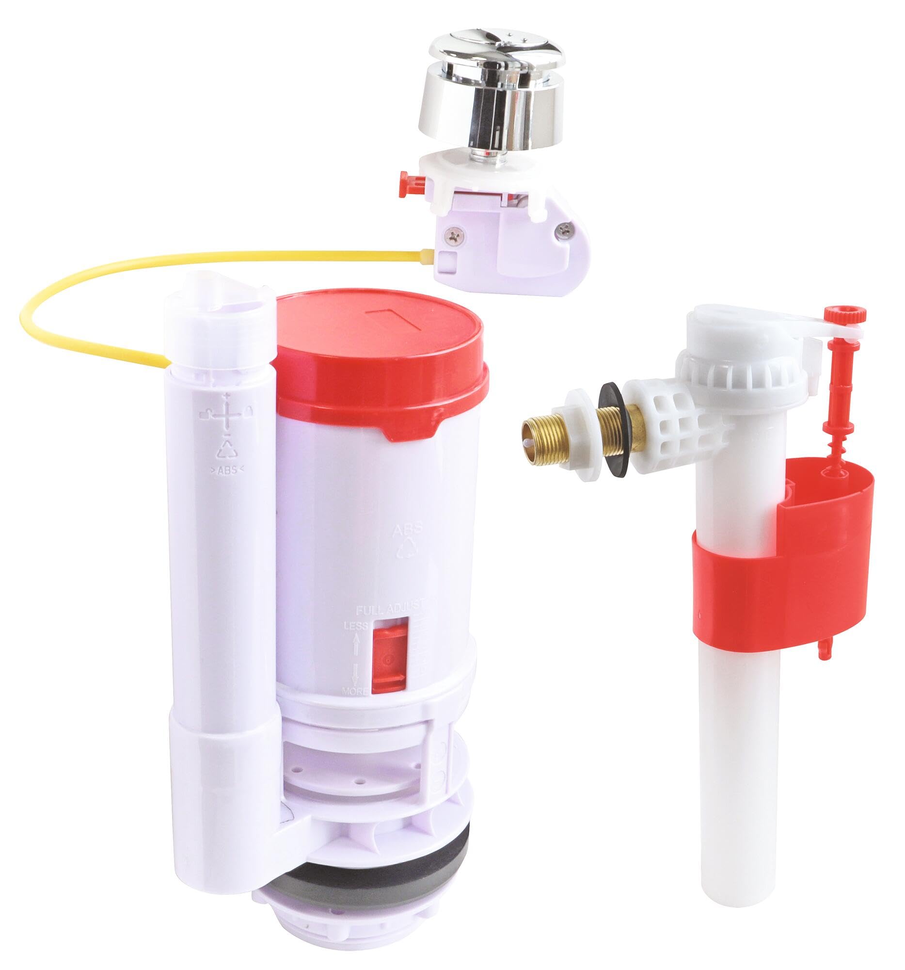 Tomatherm for You Complete Toilet Mechanism Universal Cable Mechanism for Double Flush Drainage/Side Filling Valve - Brass Connector M12/17 (3/8 Inches) - 10 Year