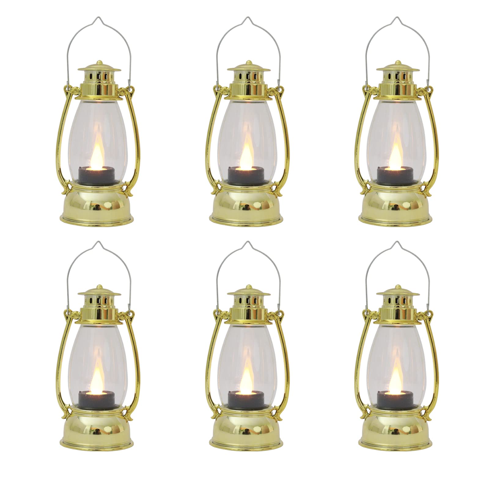 Photo 1 of mini Reperla Mini Lanterns 6 Pcs LED Small Indoor Golden Decorative Outdoor Hanging Candle Lanterns Farmhouse Weddings Birthday Halloween Christmas Decorations