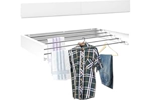 YDY+YQY Foldable Wall Mounted Drying Rack, Space Saving Laundry Rack | 5-Rod Collapsible Clothes Drying Rack Wall Mount, Ultr